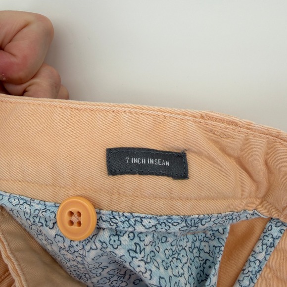 BONOBOS Mens Peach Chino Shorts 7 Inch Inseam Flat Front Casual Size 35‎ - Picture 8 of 10